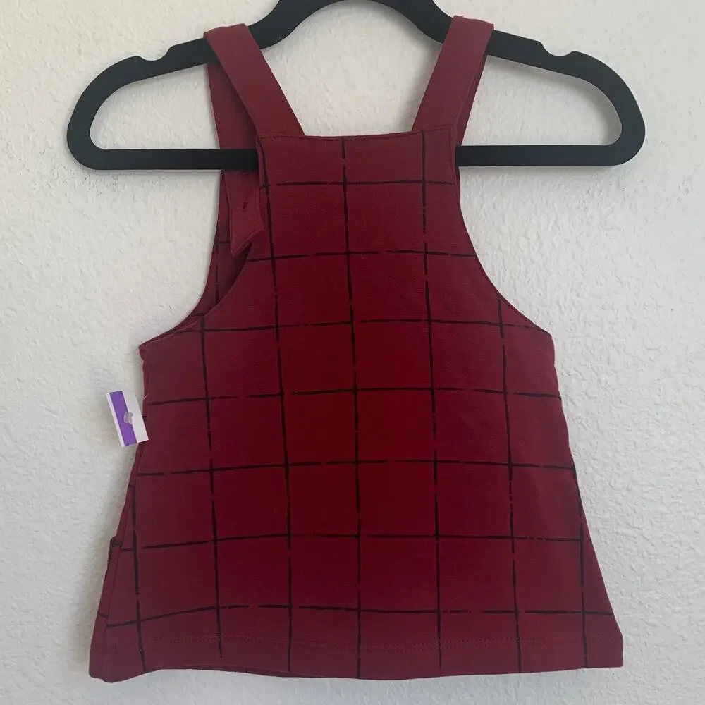 5/$25 NEW Nordstrom Plaid Overall Dress in Red‎ Black